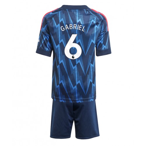 Stroje piłkarskie Arsenal Gabriel Magalhaes #6 Koszulka Wyjazdowej dla dzieci 2025-26 Krótki Rękaw (+ szorty)